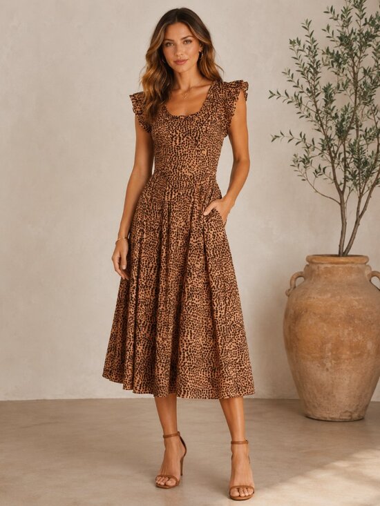 Ulla Johnson Dresses & Skirts - Ulla Johnson Cheetah Print Camille Midi Dress Sz. 4